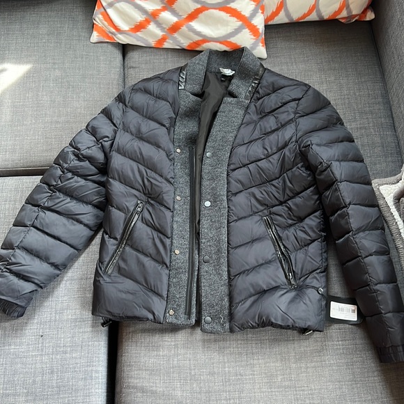 The Kooples Other - The Kooples Mens Puffer With Leather and Wool Accents